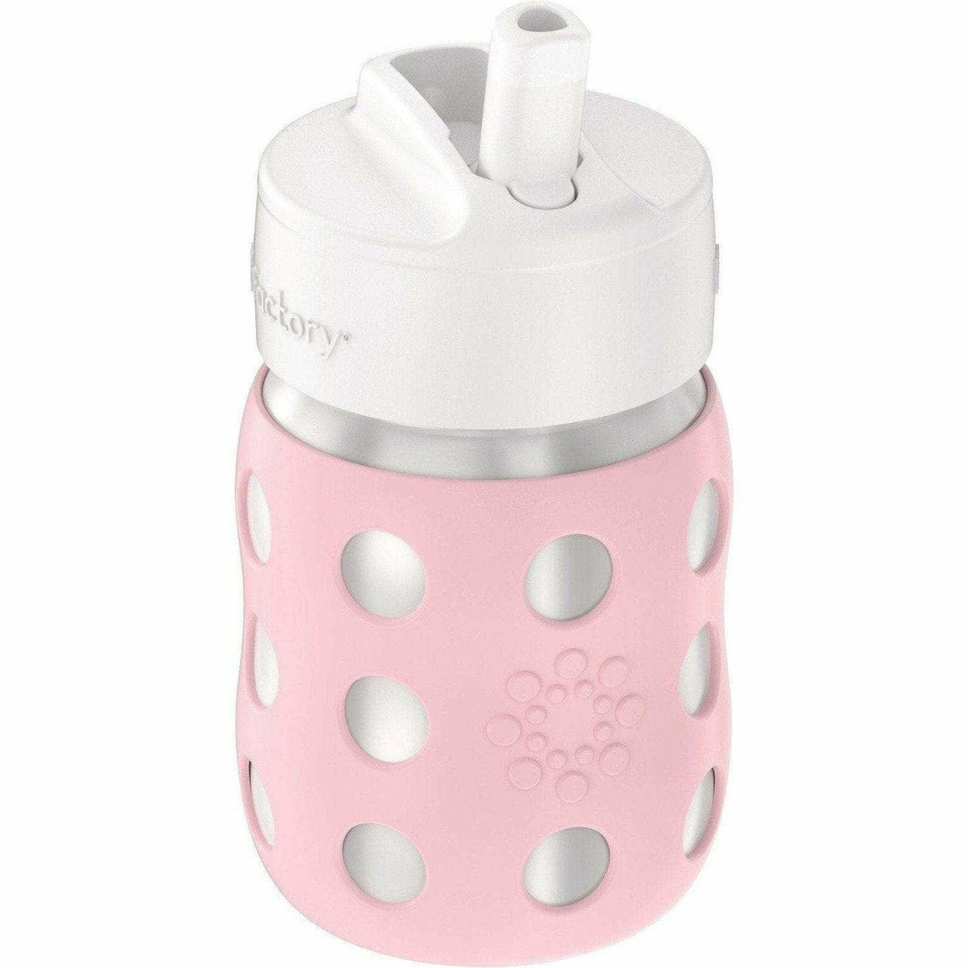 Lifefactory 8oz Stainless Steel Baby Bottle with Pivot Straw Cap Bottles & Sippies Lifefactory Desert Rose  