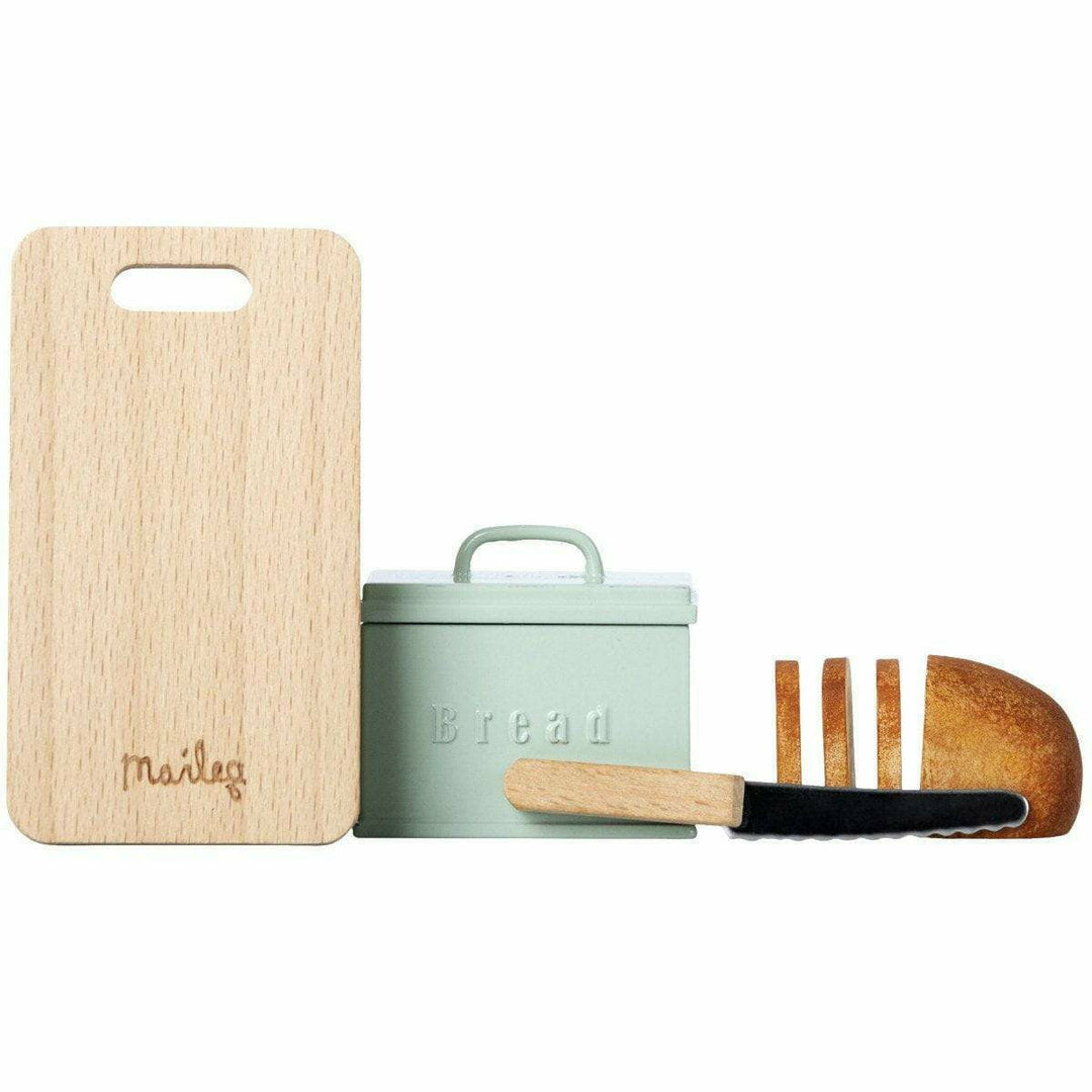 Maileg Miniature Bread Box with Cutting Board and Knife Dollhouses and Access. Maileg   