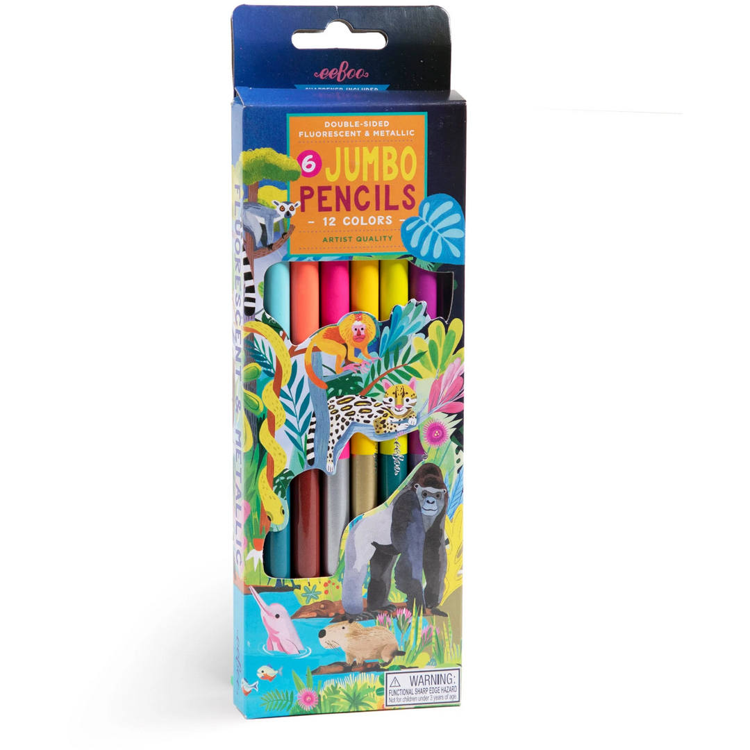 eeBoo Rainforest 6 Jumbo Double Pencils Pencils eeBoo   