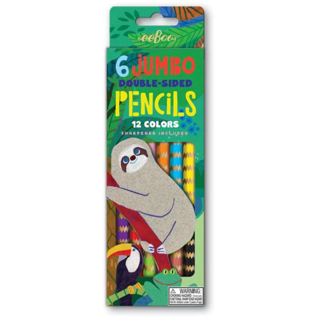 eeBoo Sloth 6 Jumbo Double Pencils Pencils eeBoo   