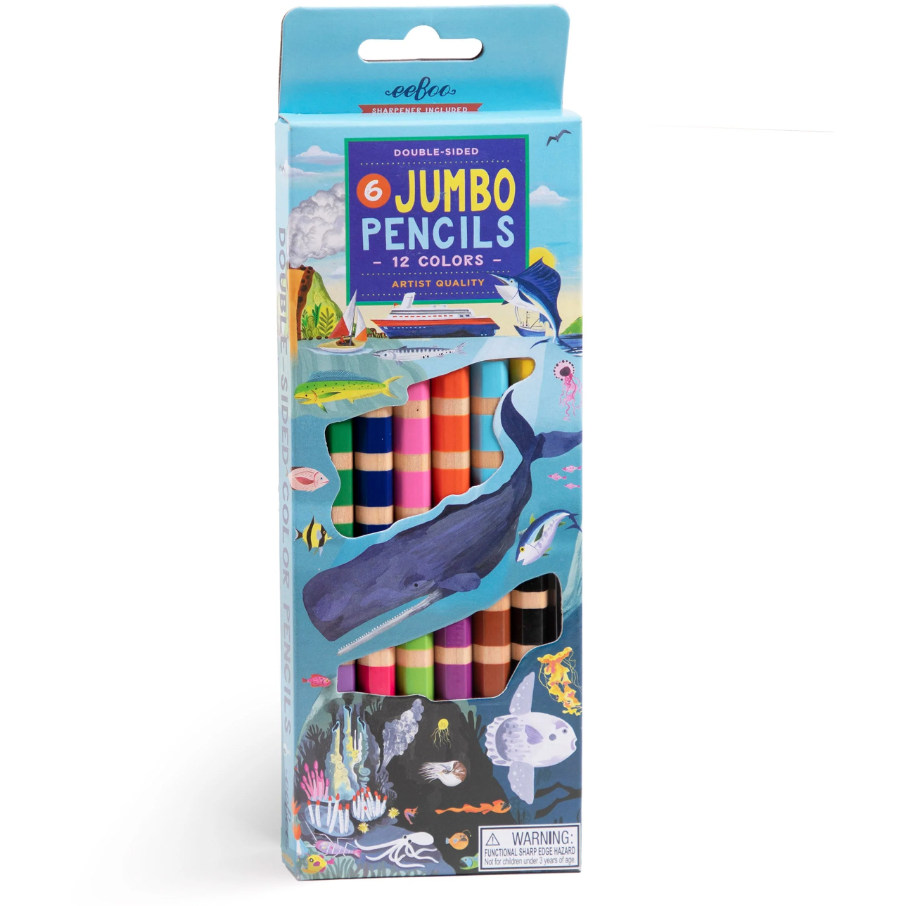 Baby Eeboo eeBoo Under The Sea 6 Jumbo Double Pencils | The Natural Baby Company
