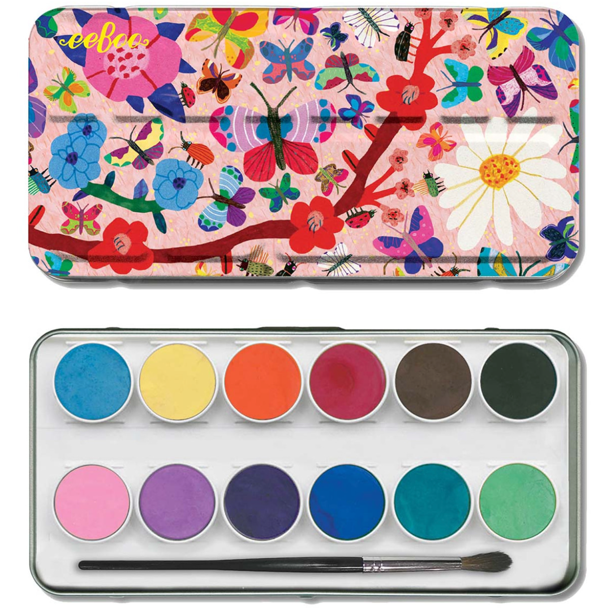 Baby Eeboo eeBoo Butterflies 12 Watercolors – Cute Tin Paint Set - The Natural Baby