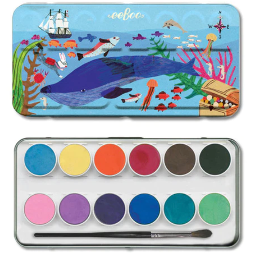 eeBoo In The Sea 12 Watercolors Paint eeBoo   