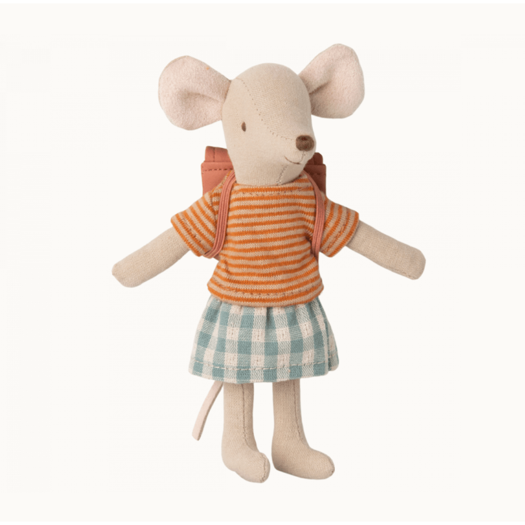Maileg Tricycle Mouse, Big Sister With Bag- Old Rose Mice Maileg   