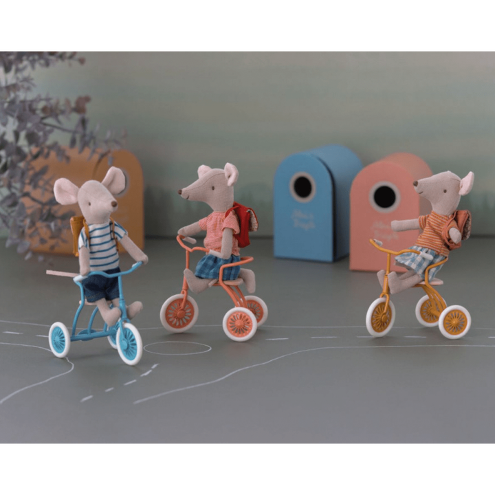 Maileg Tricycle Mouse, Big Sister With Bag- Old Rose Mice Maileg   