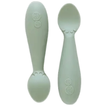 ezpz Tiny Spoon (2 Pack in Gray) - 100% Silicone Spoons for Baby