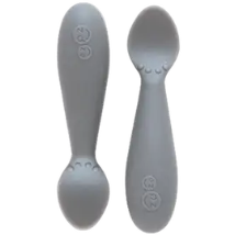 ezpz Tiny Spoon (2 Pack in Gray) - 100% Silicone Spoons for Baby