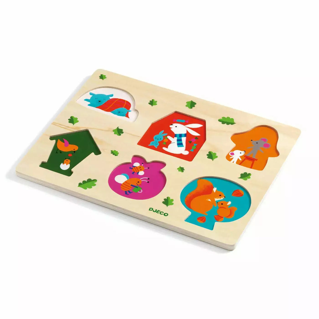 DJECO - PUZZLE EN BOIS À 3 NIVEAUX - CHEZ MOO 12 PCS - Boutique