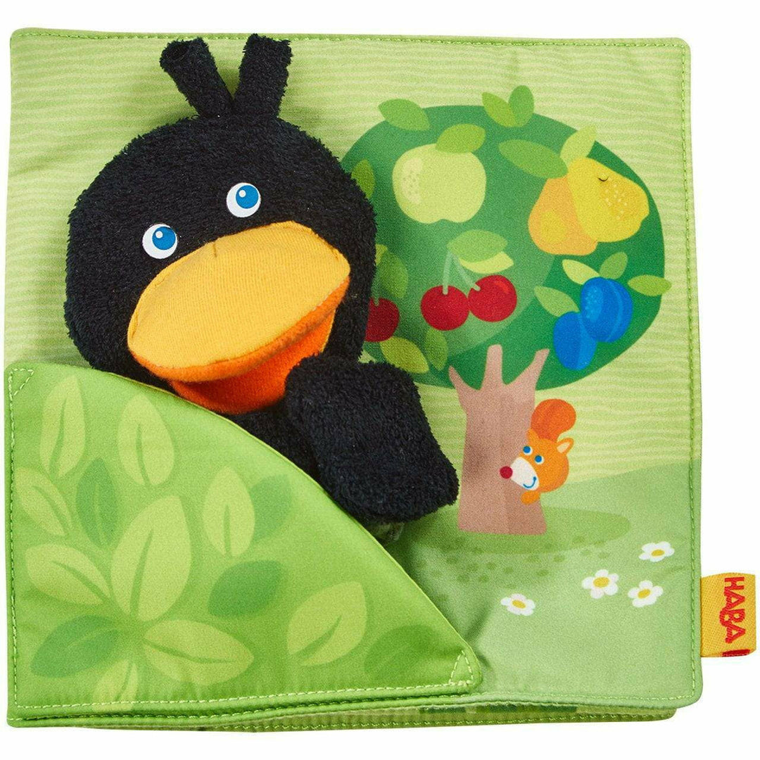 Haba Orchard Fabric Baby Book with Raven Finger Puppet Bath Time Haba   