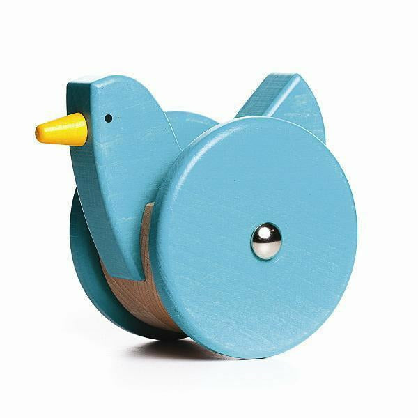 Bajo Wobbling Chicken Push/Pull Toy Wooden Toys Bajo Blue  