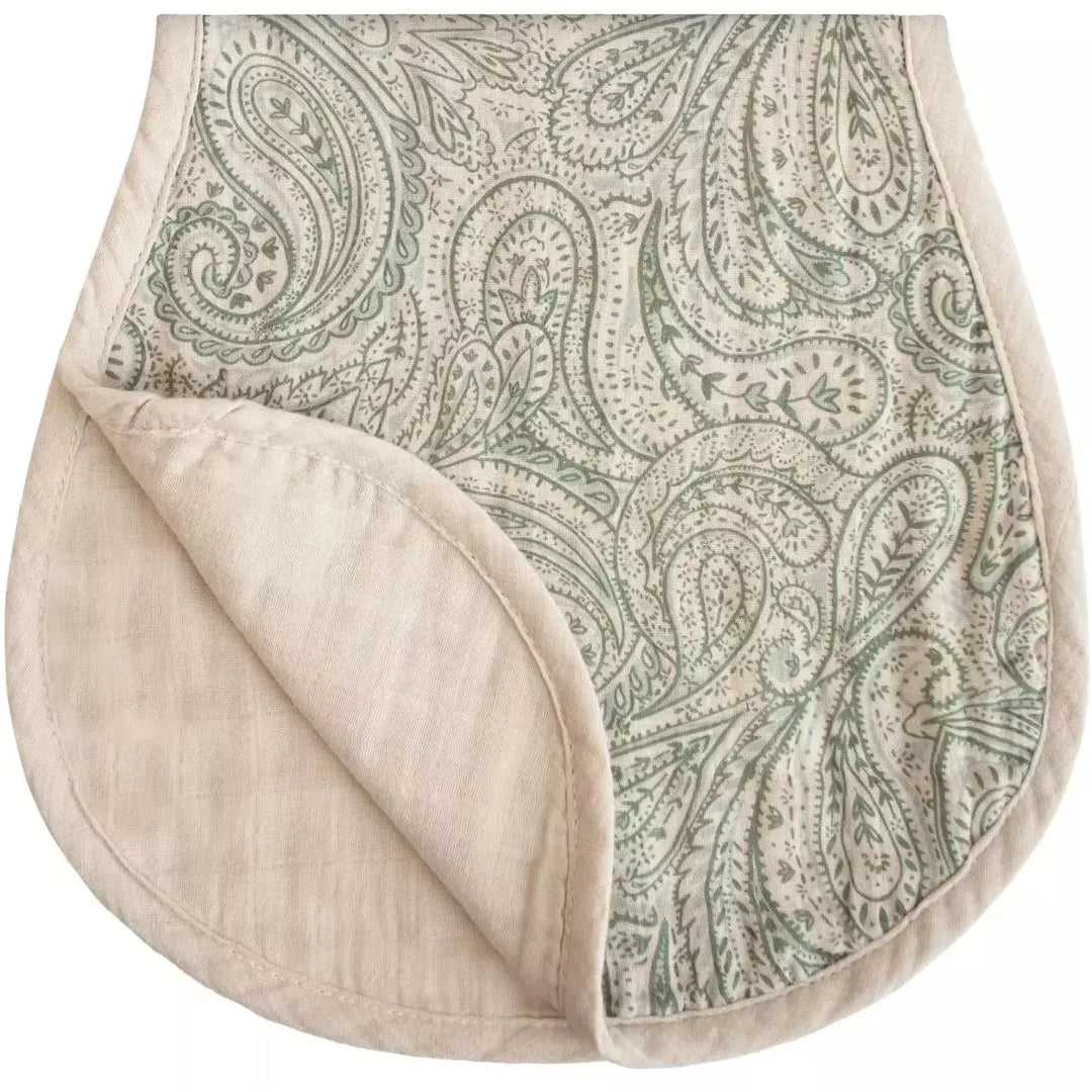 Mushie Muslin Burp Cloths Mealtime Mushie Green Paisley/Fog