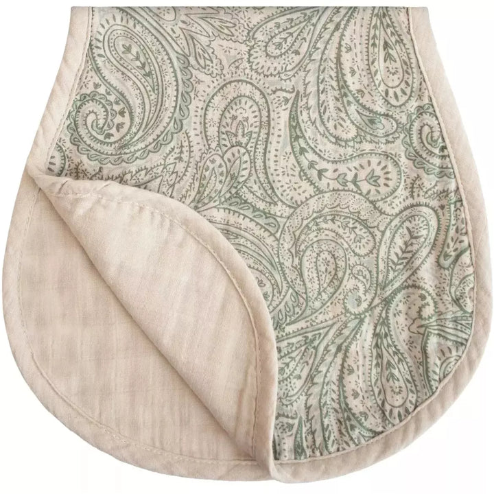 Mushie Muslin Burp Cloths Mealtime Mushie Green Paisley/Fog