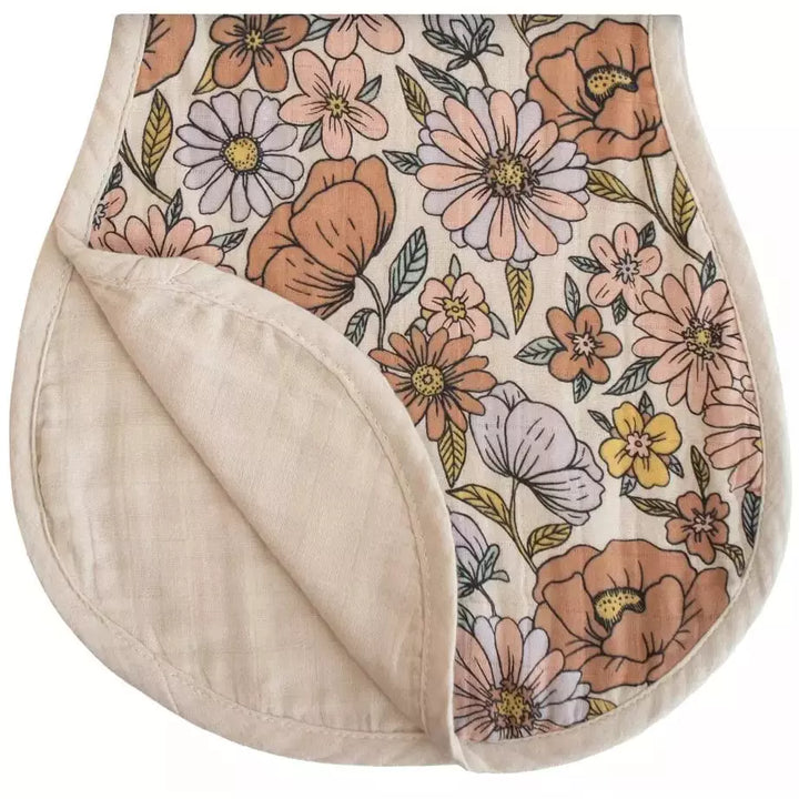 Mushie Muslin Burp Cloths Swaddles & Blankets Mushie Retro Flowers/Fog  