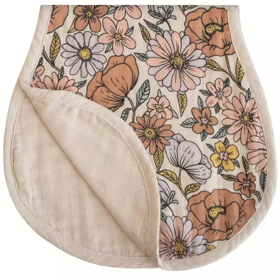 Mushie Muslin Burp Cloths Mealtime Mushie Retro Flowers/Fog