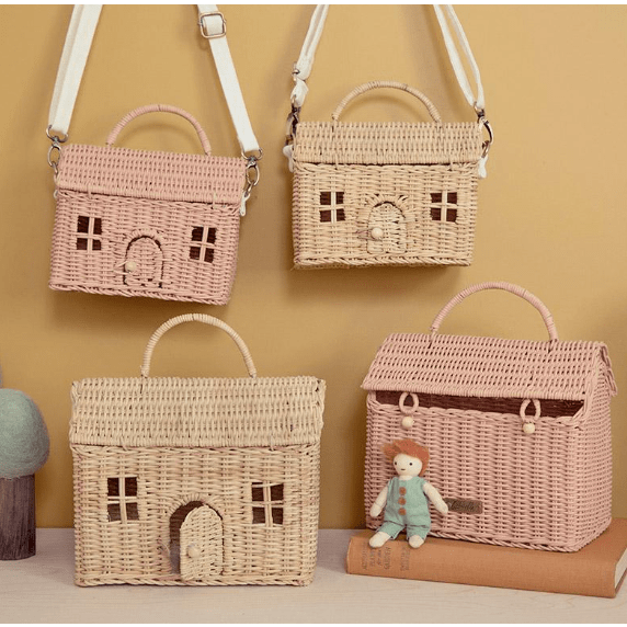 Olli Ella Rattan Casa Bag-Rose Dollhouses and Access. Olliella   