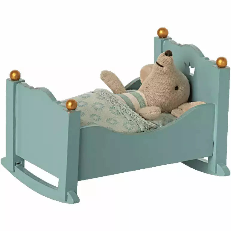 Maileg Cradle, Baby Mouse - Blue Mice Maileg   