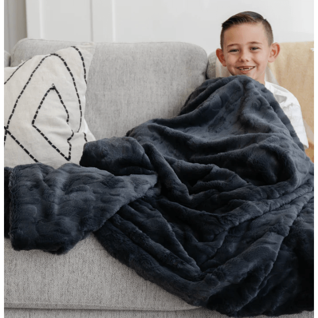 Saranoni Patterned Faux Fur XL Throw Blankets Swaddles & Blankets Saranoni Charcoal  