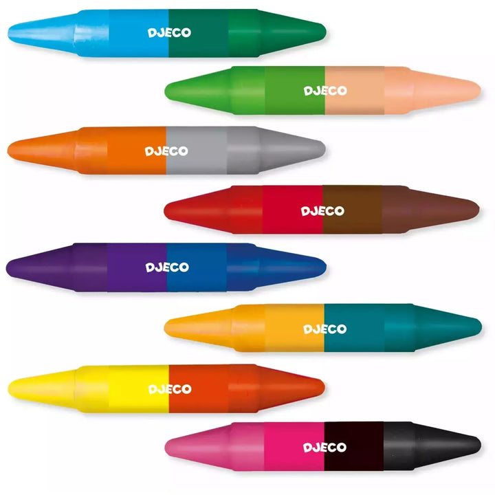 Djeco 8 Twin Double-Ended Crayons for Little Hands Art Kit Djeco   