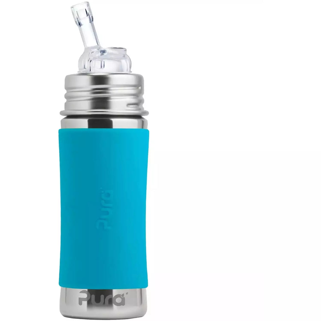 Pura Non Insulated Straw Cup w/ Sleeve - Aqua Bottles & Sippies Pura Stainless   