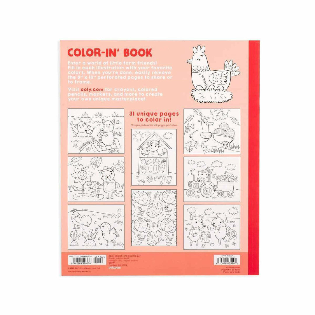 Ooly Color-In' Book: Little Farm Friends Color-In Book Ooly   