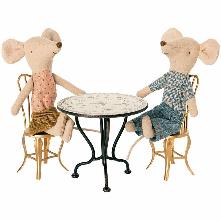 Maileg Vintage Tea Table Micro-Anthracite Dollhouses and Access. Maileg   