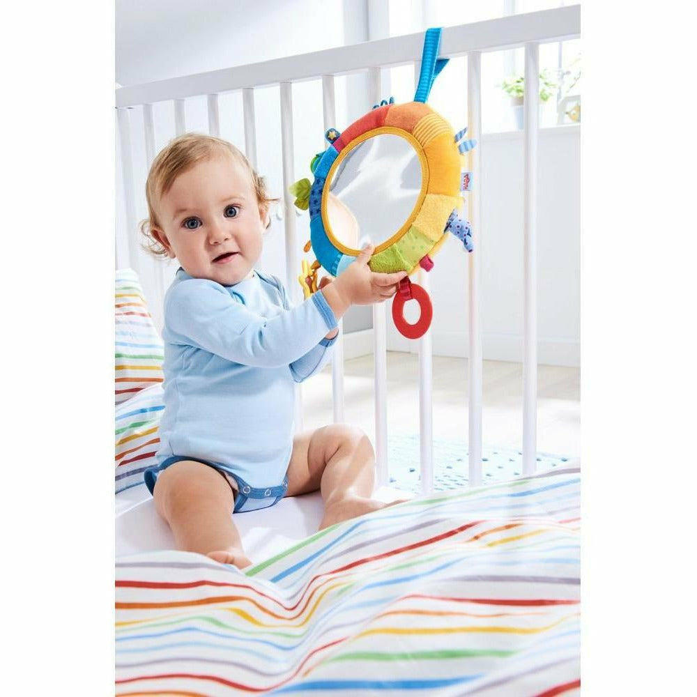 Crib mirror safety top