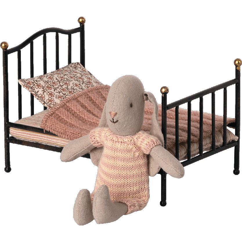 Maileg Vintage Bed Mouse- Anthracite Dollhouses and Access. Maileg   