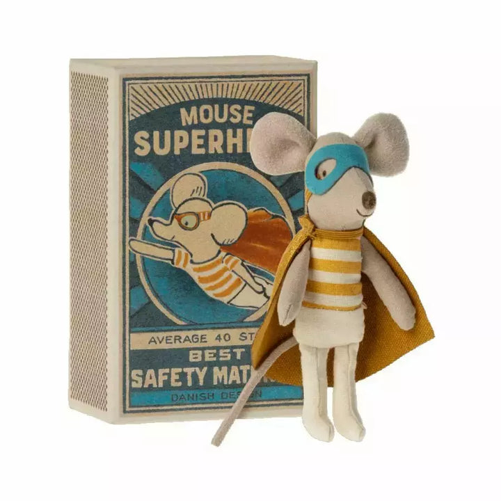 Maileg Super Hero Mouse, Little Brother in Matchbox Mice Maileg   