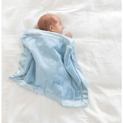 Saranoni Satin Border Mini Blankets Swaddles & Blankets Saranoni Light Blue  