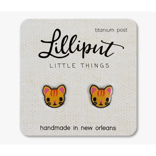 Lilliput Little Things Kitty Cat Earrings - Orange Apparel Accessories Lilliput Little Things   