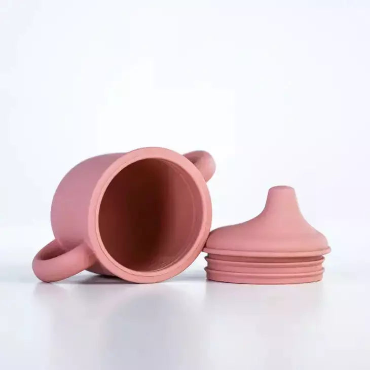 Miminoo Silicone Sippy Cup with lid and handles Dusty Pink Mealtime Miminoo   