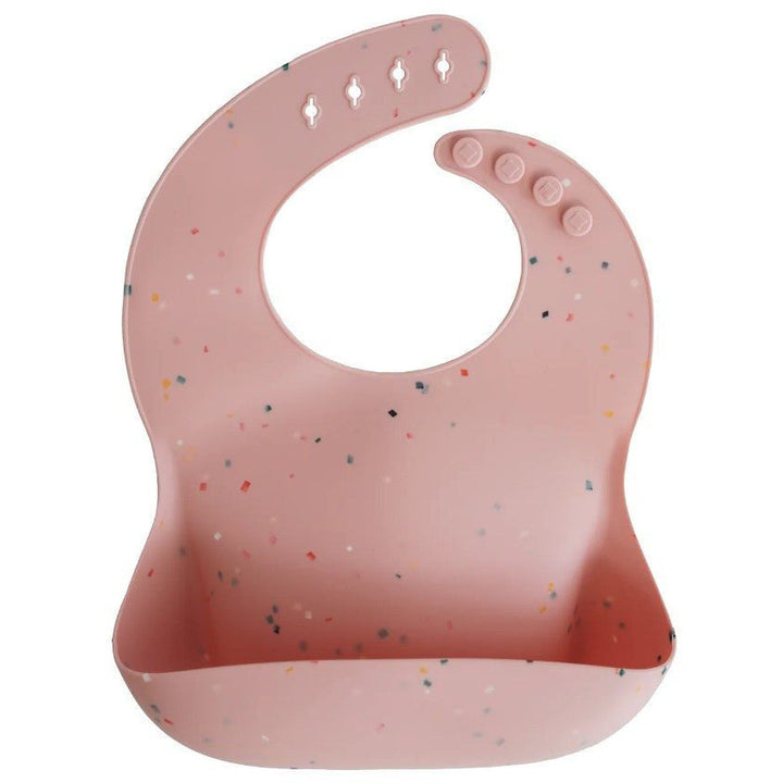 Mushie Silicone Baby Bib Mealtime Mushie Powder Pink Confetti  