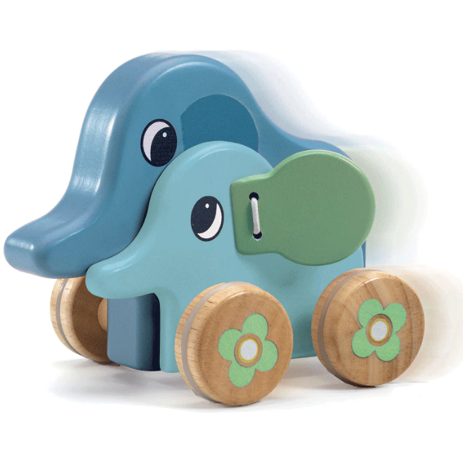 Djeco PitiSing Elephant Musical Push Along Wooden Toys Djeco   