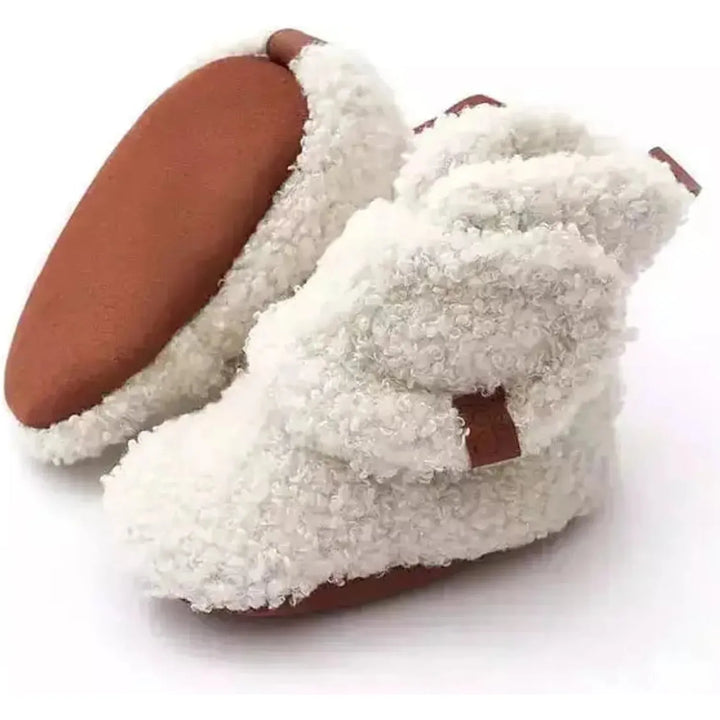 Goumi Sherpa Baby Stay-On Boots Footie Goumikids 6-12M Alabaster 