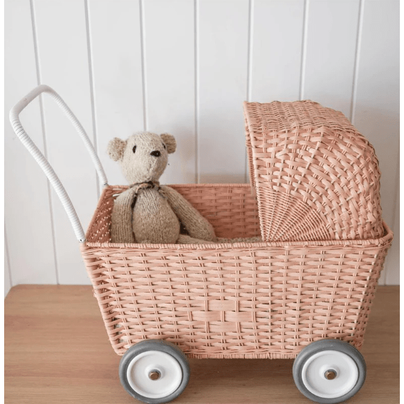 Olli Ella Rattan Strolley Rose The Natural Baby Company