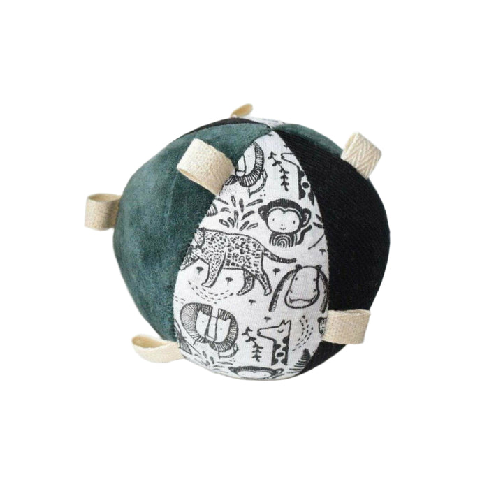 Wee Gallery Taggy Ball w/Rattle: Wild Baby Toys Wee Gallery   